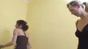 Pair of ladies defecate into the mouth of an elderly gentleman